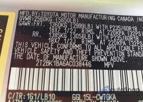 2010 Lexus Rx 350 z USA, uszkodzony, nr VIN 2T2BK1BA6AC038446